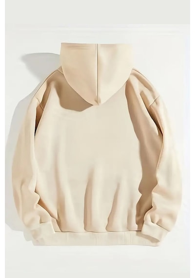 Uyguntarz Mooooody Baskılı Unisex Oversize Sweatshirt Bej