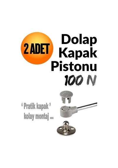 2 Adet Dolap Amortisörü Gazlı Piston Kapak Hidroliği 27 Cm 100n Gri Gri