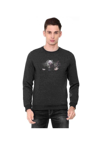 Kaneki Ken Baskılı Füme Erkek Örme Sweatshirt