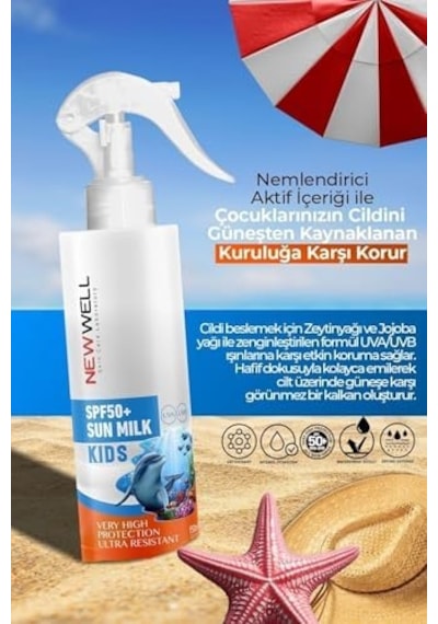 New Well Çocuk Güneş Sütü Yüksek Koruma Spf50+ Jojoba Oil 150 Ml, Tycyzh4k5n171619943421284