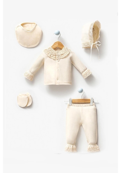 Juniba Kids Lily Kız Bebek Ekru Yakası Fisto Detaylı 5'li Set Ekru