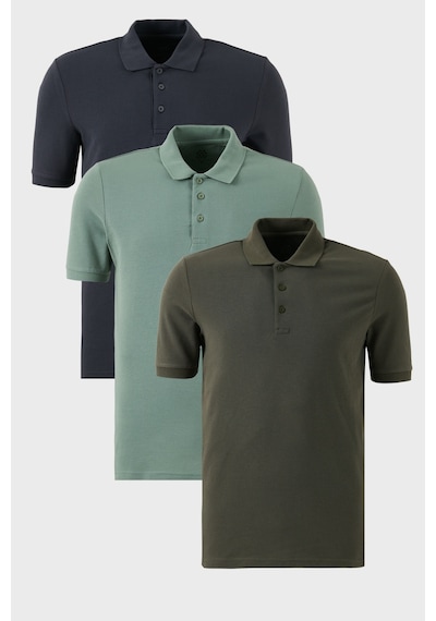 Buratti Pamuklu Regular Fit Düğmeli Polo Yaka 3'Lü Paket Erkek T Shirt 5902127S3 Antrasit-Haki-Elma Yeşili