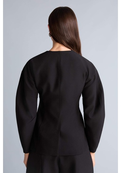 Defacto Fıtted V Yaka Krep Blazer Ceket H0904ax26smbk81 Siyah-bk81