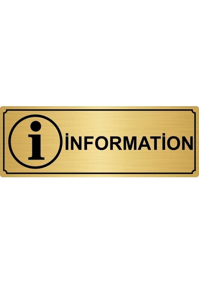 Informatıon Yönlendirme Levhası 10cmx20cm Altın Renk Metal