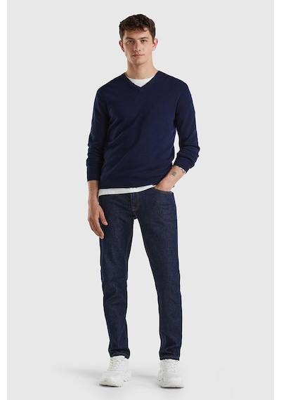 Benetton Erk V Yaka Merino Kazak- Lacivert