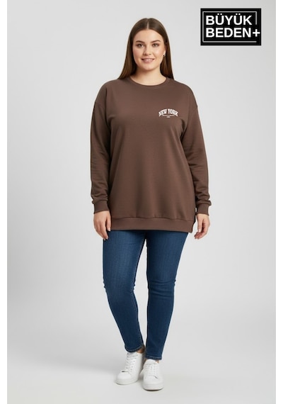 Süperlife Kadın Büyük Beden New York Baskılı Bisilet Yaka İnce Sweatshirt Spr26bswk956-5 Kahverengi Süperlife Kadın Büyük Beden New York Baskılı Bisilet Yaka İnce Sweatshirt Spr26bswk956-5 Kahverengi