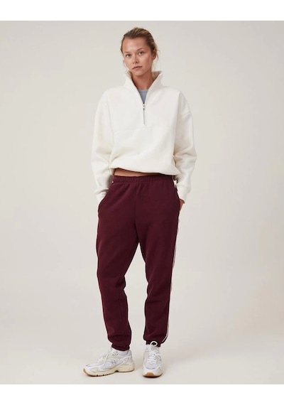 Etiler Collection Oversize Yarım Farmuarlı Yakalı Basic Sweatshirt - Beyaz