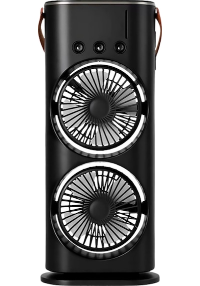 Çift Başlıklı Tnabilir Fan Rgb Işıklı Sprey Nemlendiricili Masaüstü Csmtex - 49 Serinletici Fan