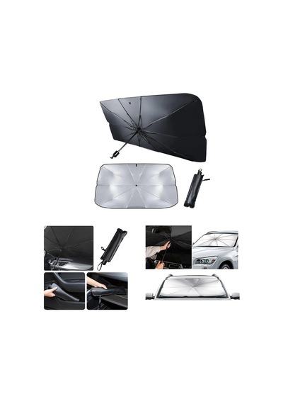 Oto - Araç Cam Güneşlik Şemsiyesi 10 Telli 78x39x130cm 5705 Çok Renkli