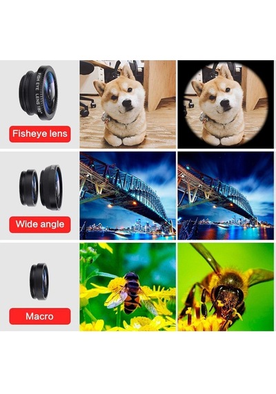 Balık Gözü Lens Fisheye Wide Makro Geniş Açılı Yakın Açılı Telefon Lensi Her Telefona Uyumlu Siyah
