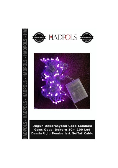 Düğün Dekorasyonu Gece Lambası Genç Odası Dekoru 10m 100 Led Damla Uçlu Pembe Işık Şeffaf Kablo