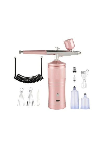Şarjlı Airbrush Boya Tabancası Seti Kompresörlü Tırnak Sanatı, Hobi Boyama, Pasta Süs, Nemlendirici Pembe - 832254564