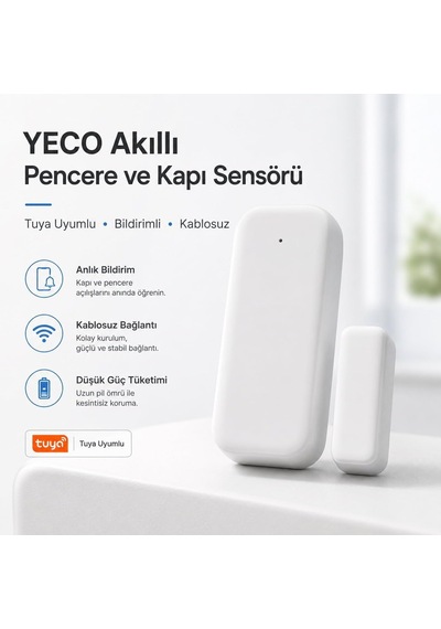 Tuya Wifi Akıllı Kapı Ve Pencere Sensörü, Açık/kapalı Dedektör, Alexa & Google Asistan Uyumlu, Ev Güvenlik Ala