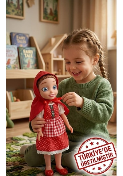 Kırmızı Başlıklı Kız Sesli Masal Anlatan Oyuncak Bebek - 42 Cm