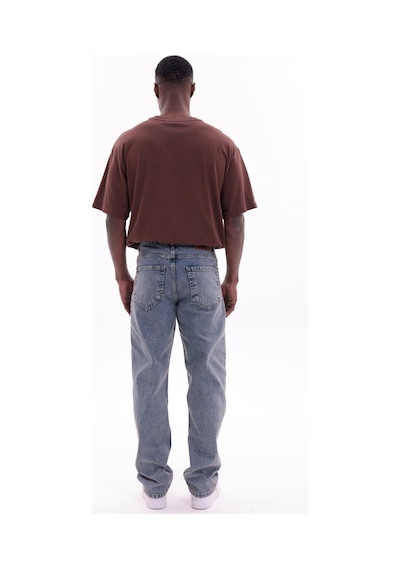 Freemen Erkek Baggy Bol Kesim Kot Pantolon Yıkamalı Mavi