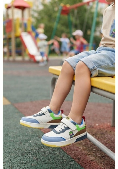 Fort Cool Starex Rahat Esnek Sneaker Erkek Çocuk Spor Ayakkabı Beyaz - Mavi