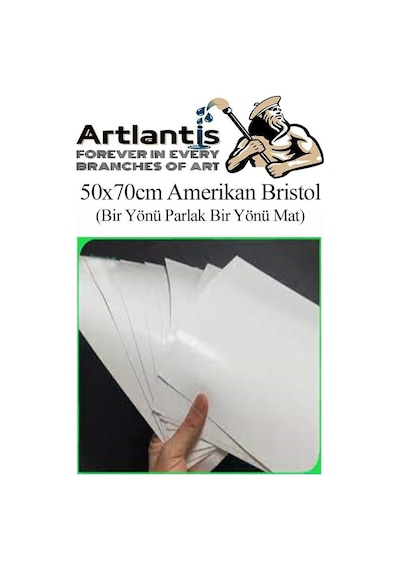 Ayrex Amerikan Bristol Karton 50x70 Cm 10 Adet 220 Gr Bir Tarafı Parlak Bir Tarafı Mat Kağıt Biristol Karton Genel