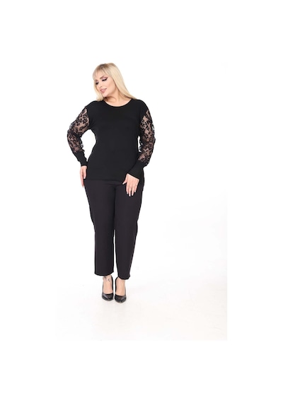 Siyah Papatya Kol Büyük Beden Bluz 27e-2639 Siyah