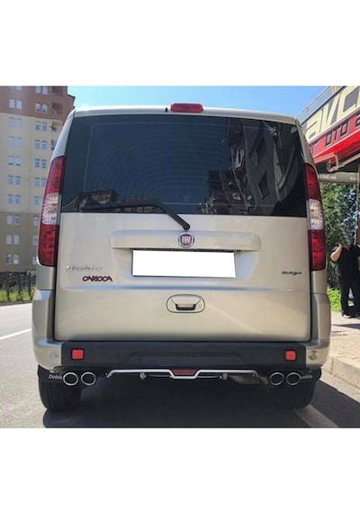 Fiat Doblo Uyumlu Siyah Difüzör 4 Krom Egzoz Görünümlü Difizör Arka Ek Body Kit 2001 - 2012