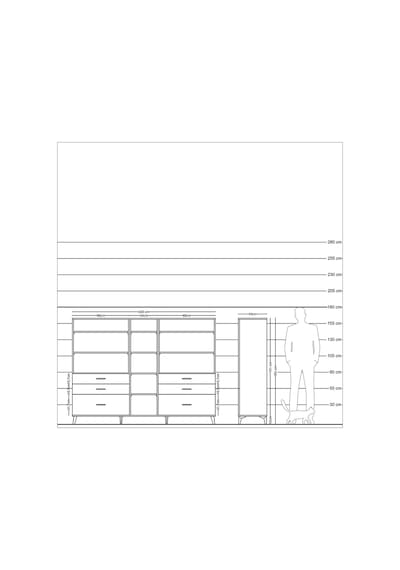 Hyperion Dolap 10 Raflı 6 Çekmeceli 220x44x163 Çam-çam Çam-çam