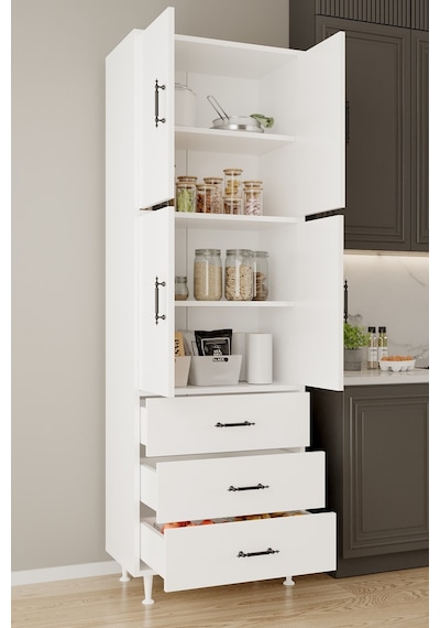 Aeka Ae-3020 Irmak 4 Kapaklı Çok Amaçlı Dolap 3 Çekmeceli Raflı Mutfak Kiler Banyo 195x63x35 Çok Amaçlı Dolap Beyaz Aeka Ae-3020 Irmak 4 Kapaklı Çok Amaçlı Dolap 3 Çekmeceli Raflı Mutfak Kiler Banyo 195x63x35 Çok Amaçlı Dolap Beyaz