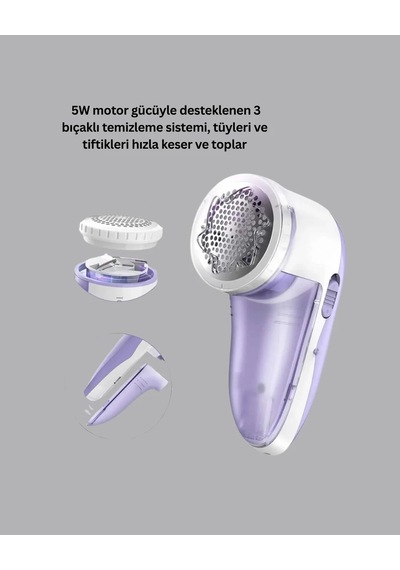 Tüy Ve Tiftik Temizleyici 3 Bıçaklı, 200ml Kapasiteli Açık Gri