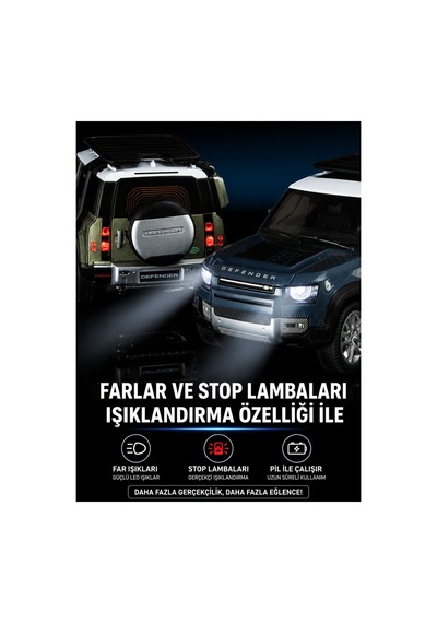 Craftivio Yeşil 2020 Land Rover Defender 110 Lisanslı Diecast Metal Model Araba 1:18 Ölçek Çok Renkli