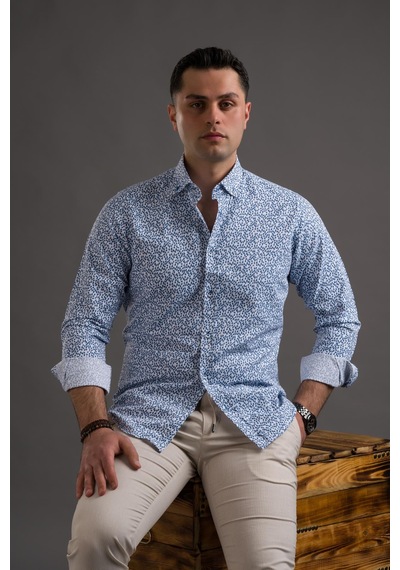 Advante Desenli Slimfit Düğmeli Yaka Uzun Kol Erkek Gömlek 001