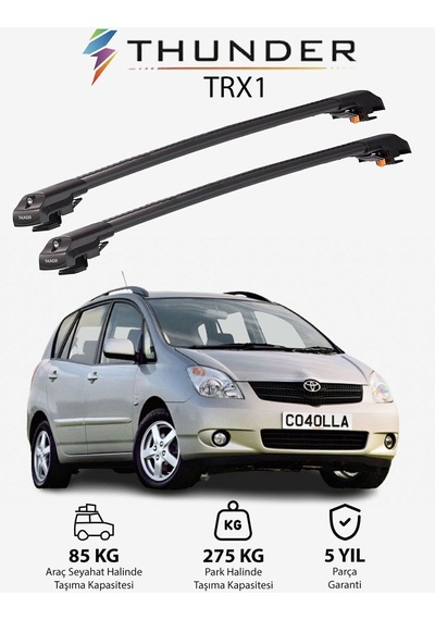 Toyota Corolla Verso 2002-2003 Trx1 Thunder Carrier Kilitli Ara Atkı Taşıyıcı Tavan Barı Siyah