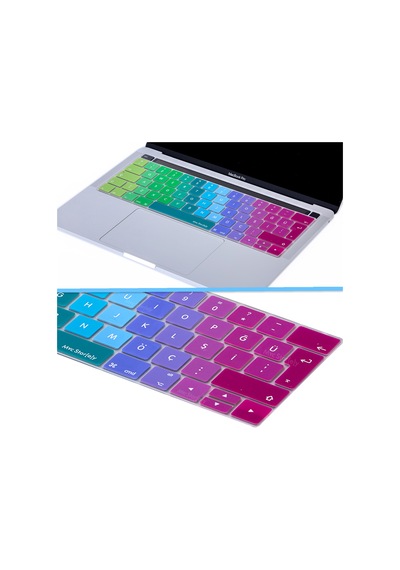 Apple Uyumlu MacBook Pro Touchbar Klavye Koruyucu 13Inc 15Inc Türkçe Dazzle Pembe Yeşil
