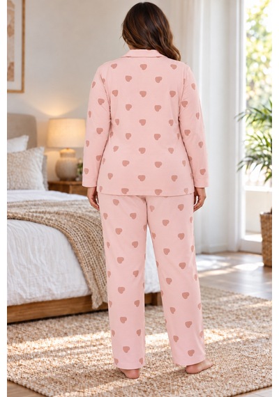 Seboteks Milan Kumaş Önden Düğmeli Uzun Kollu Büyük Beden Kadın Pijama Takımı 3497 Somon Seboteks Milan Kumaş Önden Düğmeli Uzun Kollu Büyük Beden Kadın Pijama Takımı 3497 Somon