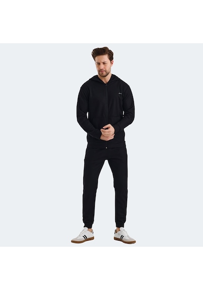 Slazenger KEEN IN Erkek Fermuarlı Kapüşonlu Cepli Siyah Eşofman Takımı