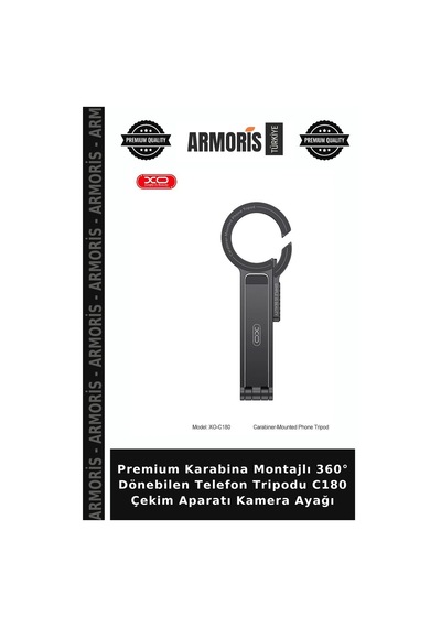 Premium Karabina Montajlı 360 Dönebilen Telefon Tripodu C180 Çekim Aparatı Kamera Ayağı
