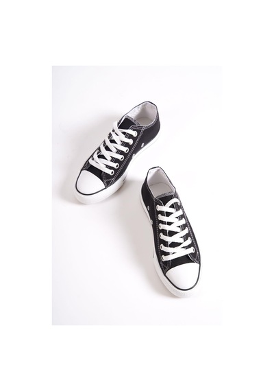 Mubiano Mbcvs100s Düz Taban Bağcıklı Kadın Siyah Bez Spor Ayakkabı & Sneaker Siyah
