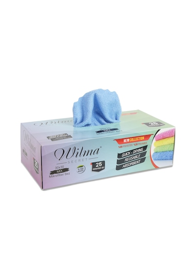 Wilma Secret Mikrofiber Temizlik Bezi Kutulu 25 Adet Mix 30 x 30 CM