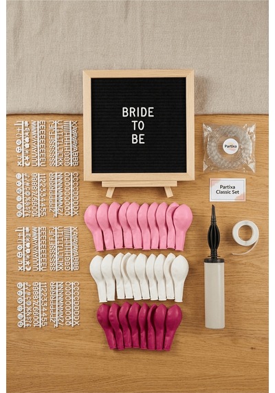 Bekarlığa Veda Bride To Be Süsleme Classic Set Siyah Keçe Yazı Panosu Standlı Balon Zincirli Tüm Yaşlar