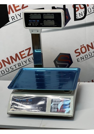 Plt Power Market Kasap Manav Terazisi 40 Kg - 2 Gr Boyunlu Çift Ekran Akülü Terazi