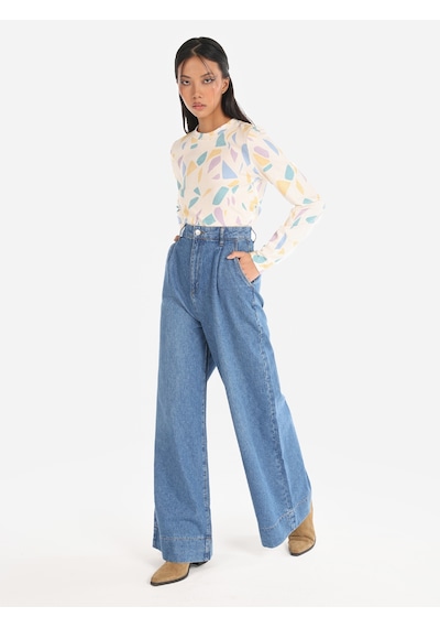 Colins 995 Sares Normal Kesim Yüksek Bel Beggy Wide Leg Jean Pantolon Cl1067518 Denim