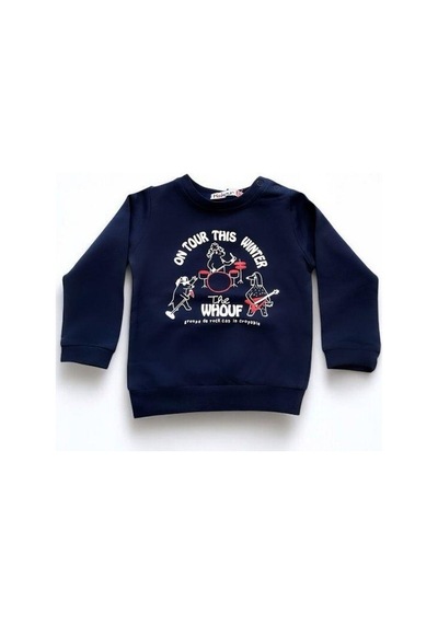 Cantoy Erkek Bebek Winter Yazılı Pamuklu Sweatshirt-14658 Lacivert