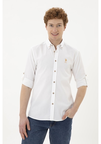U.s. Polo Assn. Erkek Beyaz Gömlek Desenli 50288299-vr013 Beyaz