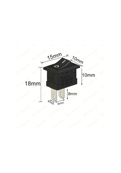 2 Pin Mini Rocker On/off Işıksız Power Anahtar