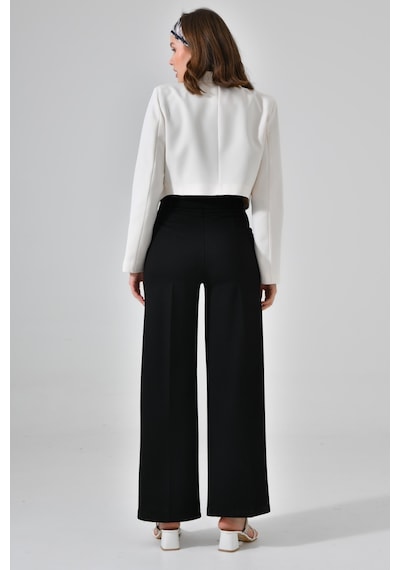 Ekru Kruvaze Crop Blazer Ceket Ekru