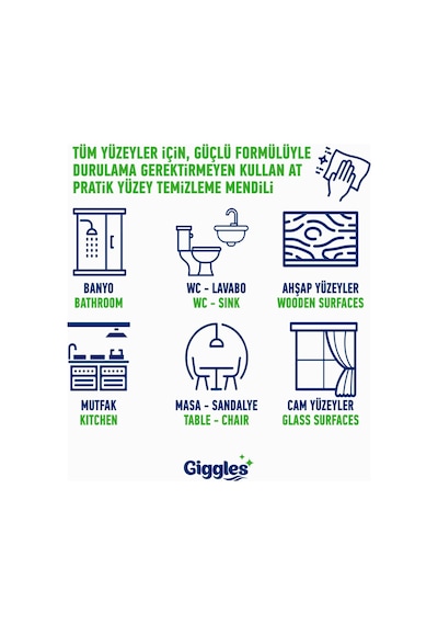 Giggles Pratik Yüzey Temizleme Mendili 6 x 50'li