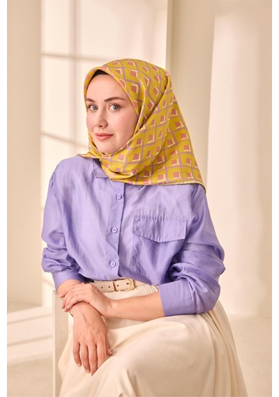Silk Home Twill İpek Eşarp 11474 - 90 X 90 / Asit Yeşili,mor,beyaz - 58 Asit Yeşili,mor,beyaz - 58