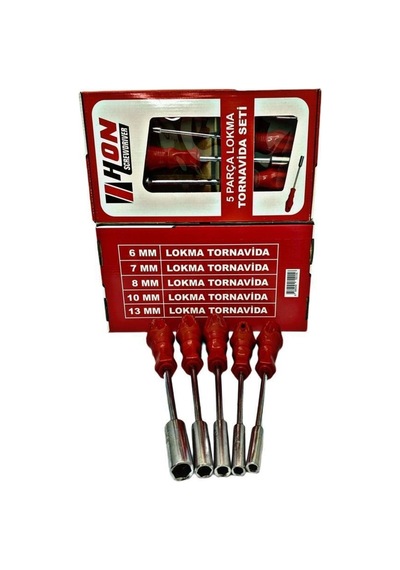 Hubrendy Çer 5 Adet Lokma Anahtar Tornavida 6/7/8/10/13/mm Metal Altıgen