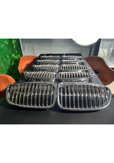 Bmw F10 Panjur Krom Titan Böbrek Izgara Seti 5 Serisi Ön Grill 2010-2017 Uyumlu Gri