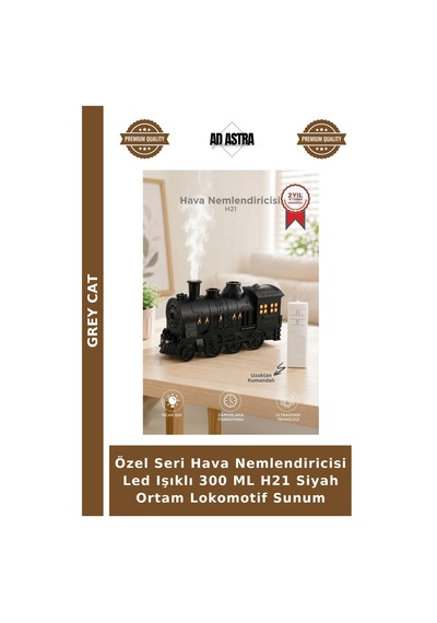 Özel Seri Hava Nemlendiricisi Led Işıklı 300 Ml H21 Siyah Ortam Lokomotif Sunum