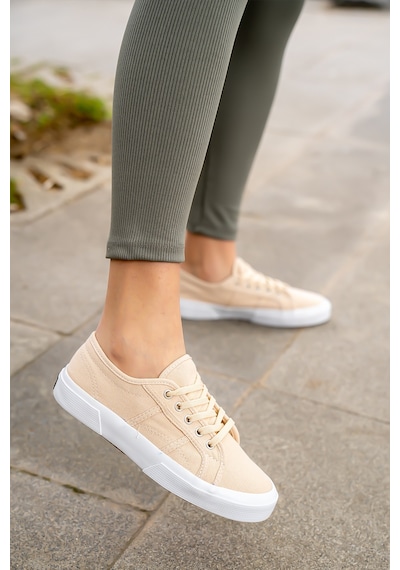Kadın Keten Sneaker Bej