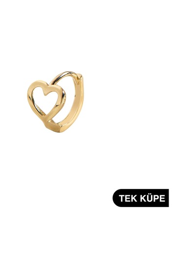 Goldkupe 14 Ayar Minik Tek Kalp Halka Altın Küpe 0,56 Gr-6329