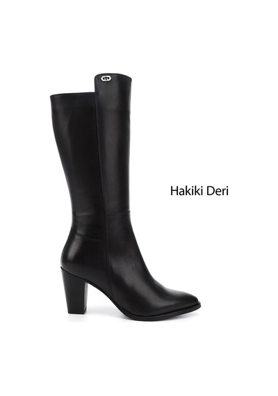 Gönderi(R) Gönderi R Kadın Siyah Sivri Burun Kalın Topuklu Hakiki Deri Çizme Gkzc13447530 Siyah